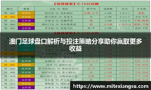 澳门足球盘口解析与投注策略分享助你赢取更多收益